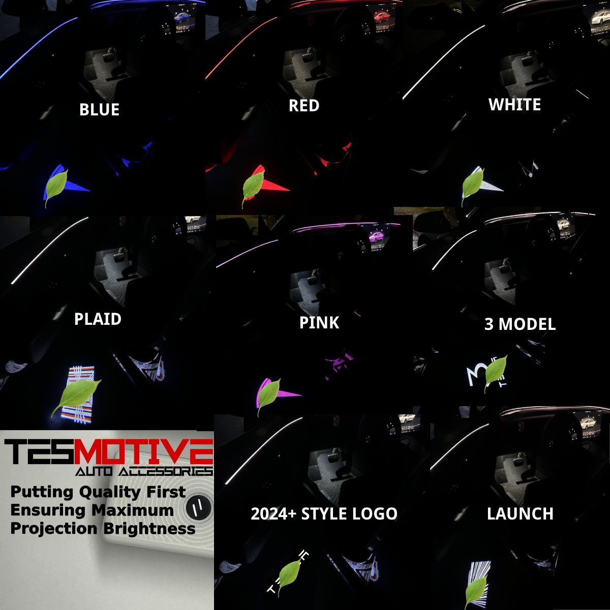 LOGO Door Puddle Light For TESLA car 2012-2025+ Highland/Juniper