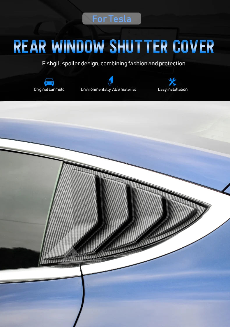 ABS Rear Car Window Shutter Cover For Tesla Model 3 2017-2023 Highland 2024 Louver Side Vent Trim Triangle Modified Accessories