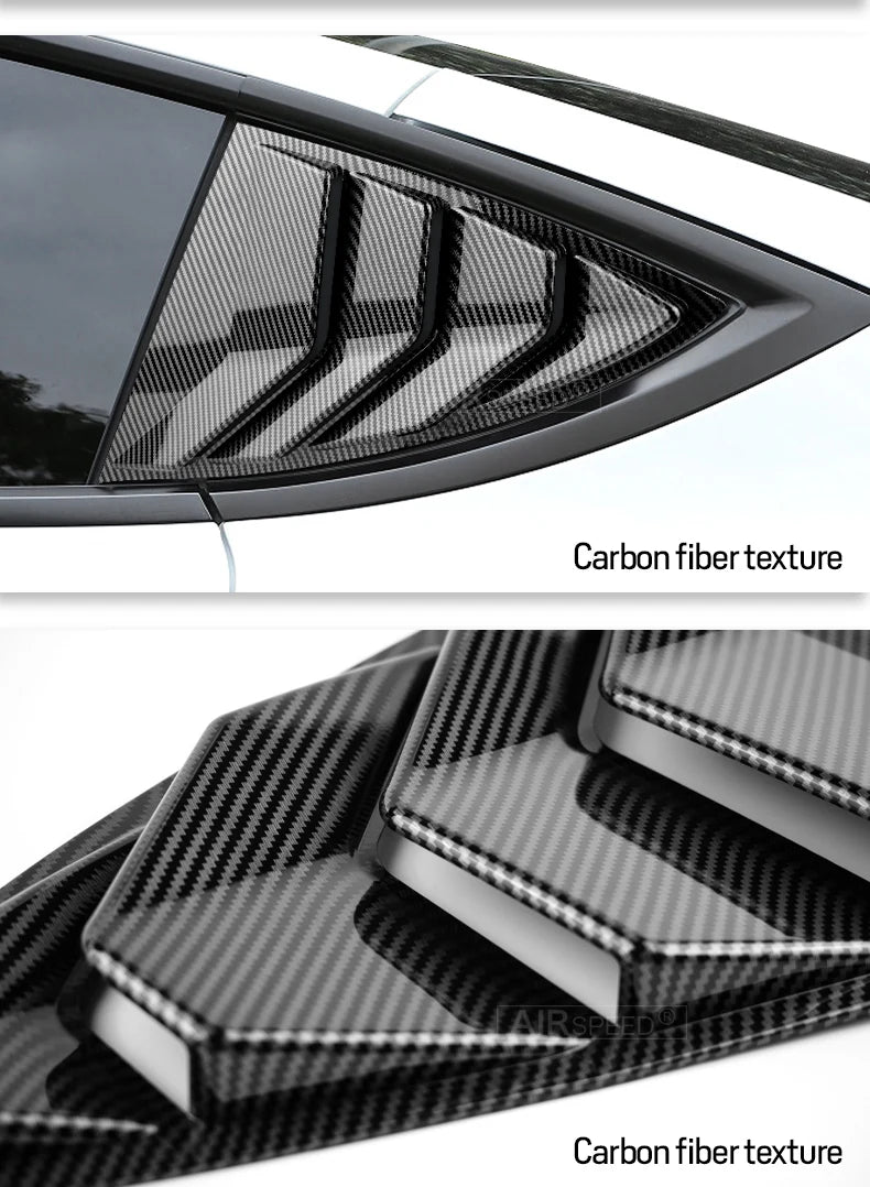 ABS Rear Car Window Shutter Cover For Tesla Model 3 2017-2023 Highland 2024 Louver Side Vent Trim Triangle Modified Accessories