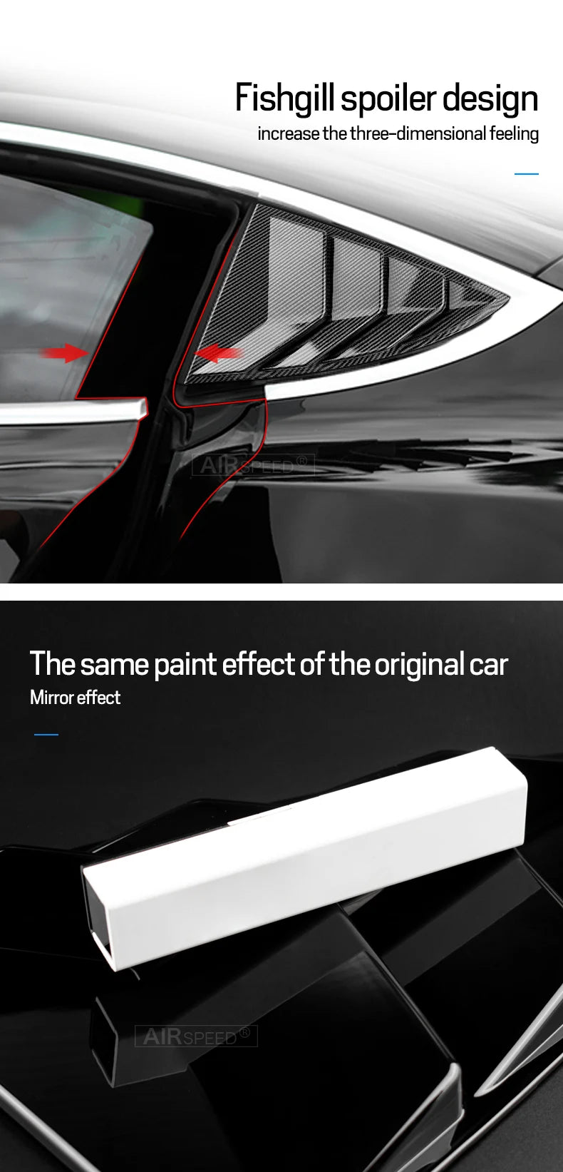 ABS Rear Car Window Shutter Cover For Tesla Model 3 2017-2023 Highland 2024 Louver Side Vent Trim Triangle Modified Accessories