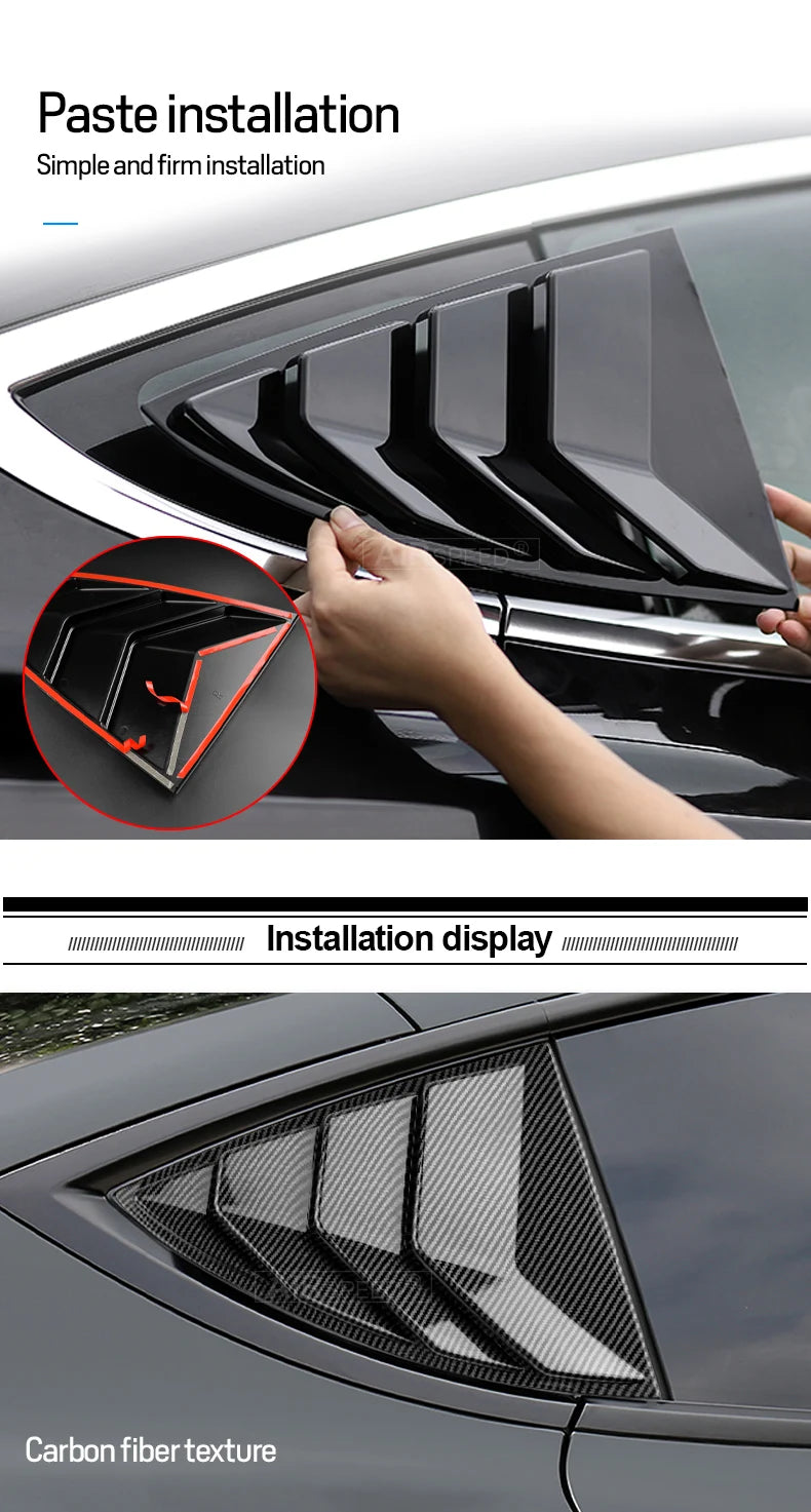 ABS Rear Car Window Shutter Cover For Tesla Model 3 2017-2023 Highland 2024 Louver Side Vent Trim Triangle Modified Accessories