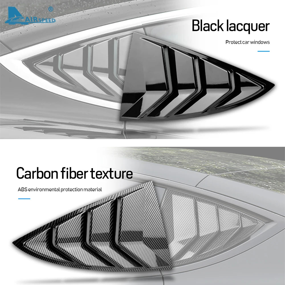 ABS Rear Car Window Shutter Cover For Tesla Model 3 2017-2023 Highland 2024 Louver Side Vent Trim Triangle Modified Accessories