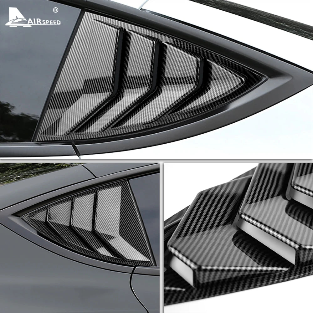 ABS Rear Car Window Shutter Cover For Tesla Model 3 2017-2023 Highland 2024 Louver Side Vent Trim Triangle Modified Accessories