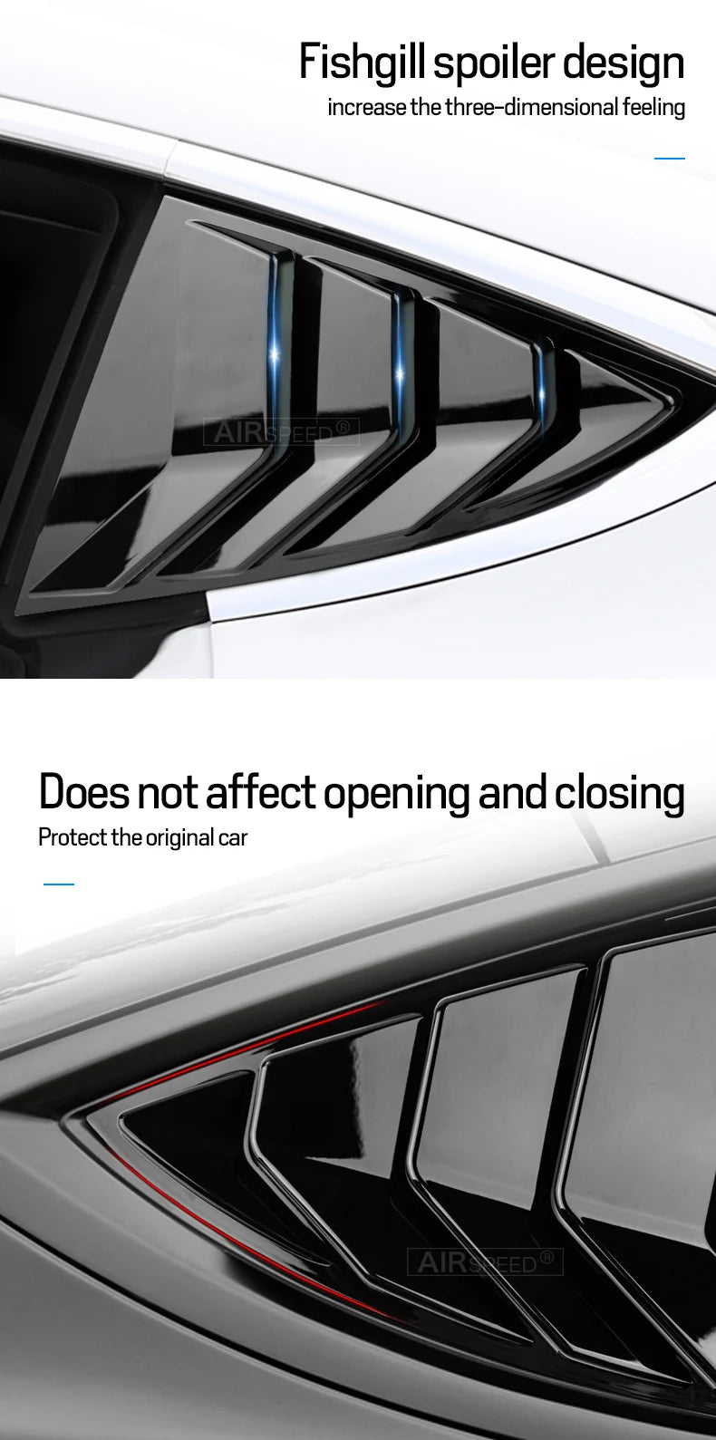 ABS Rear Car Window Shutter Cover For Tesla Model 3 2017-2023 Highland 2024 Louver Side Vent Trim Triangle Modified Accessories