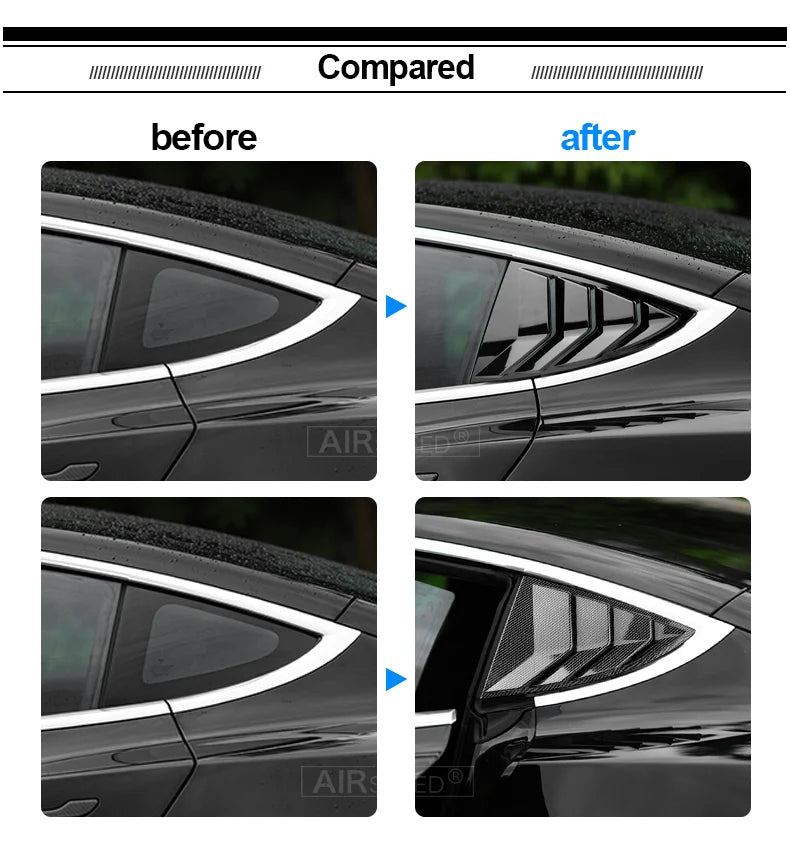 ABS Rear Car Window Shutter Cover For Tesla Model 3 2017-2023 Highland 2024 Louver Side Vent Trim Triangle Modified Accessories