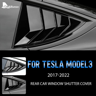 ABS Rear Car Window Shutter Cover For Tesla Model 3 2017-2023 Highland 2024 Louver Side Vent Trim Triangle Modified Accessories