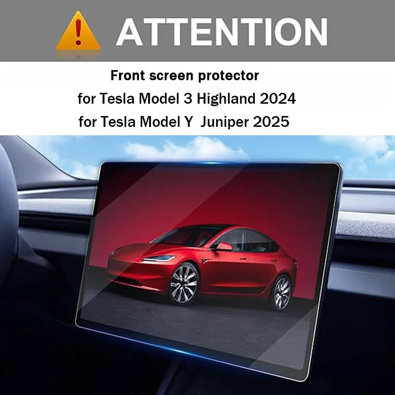 Tempered Glass Front + Rear Film Protector for Tesla Model 3 Highland Model Y Juniper 2025