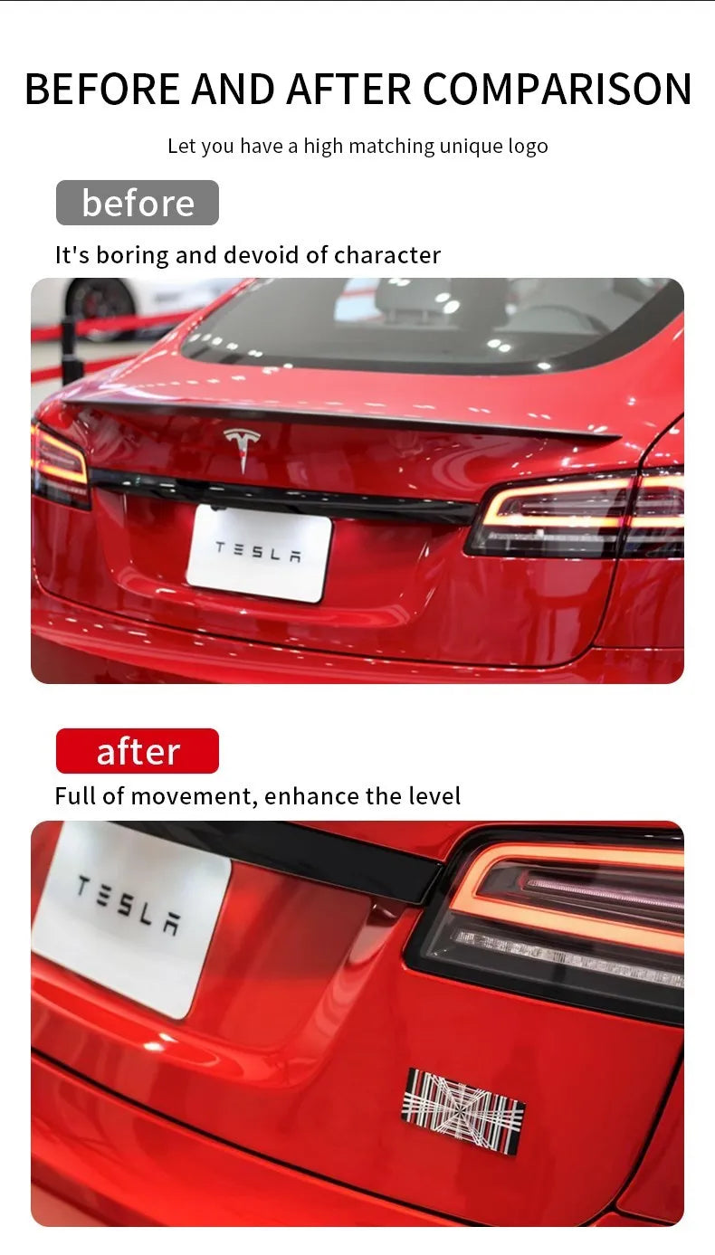 Plaid For Tesla Model 3 Y S X Tail Tag Trunk 3D Logo Zinc Alloy Vehicle Label Emblems PLAID Badge